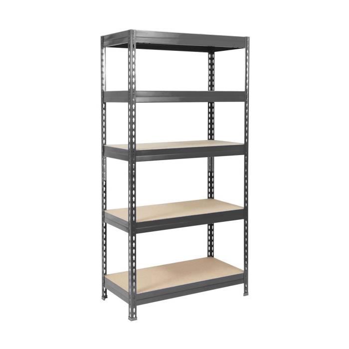 Estantería metálica reforzada de alta resistencia, 5 niveles, gris antracita, 180 x 90 x 60 cm, carga máxima: 875 kg