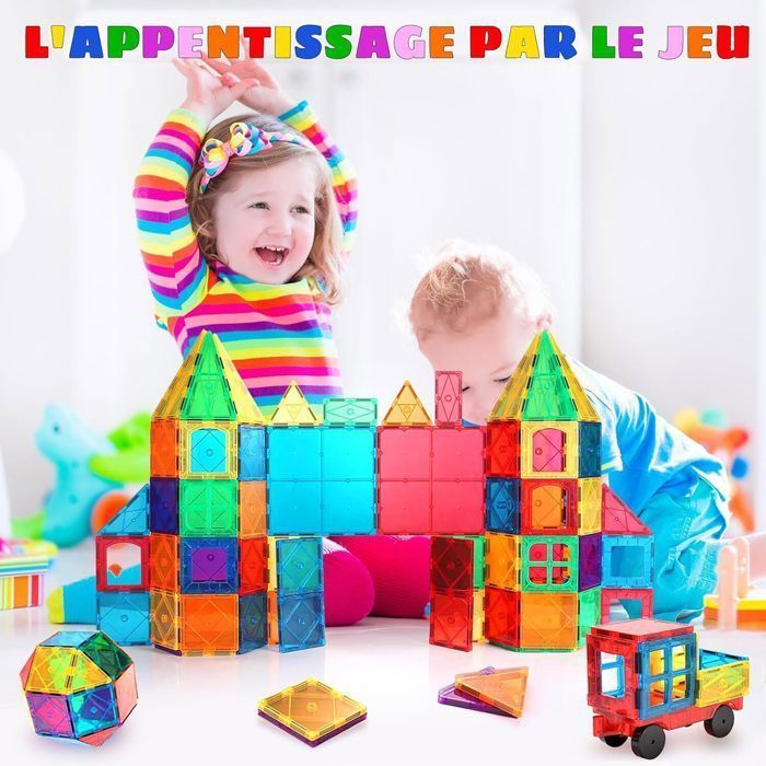 Blocs de Construction Magnétiques - OTBACT - 60 Pièces - Jouet Éducatif - Mixte - 3D