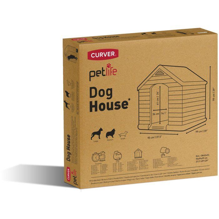 Caseta para perros - CURVER - Polipropileno - Impermeable y resistente a los rayos UV - 95 x 99 x 99 cm - Gris