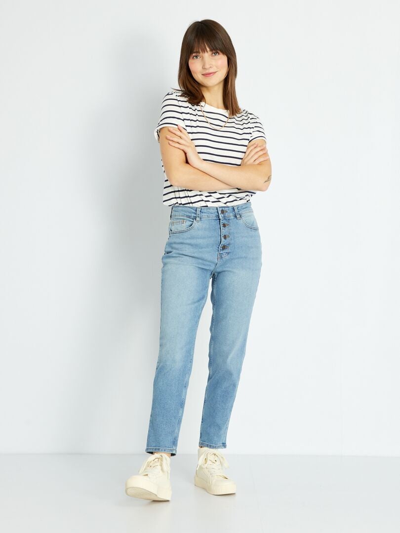 Zeer hooggetailleerde mom jeans - maat L32 - blauw