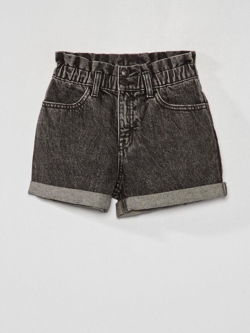 Pantalones cortos vaqueros con solapas - NEGRO