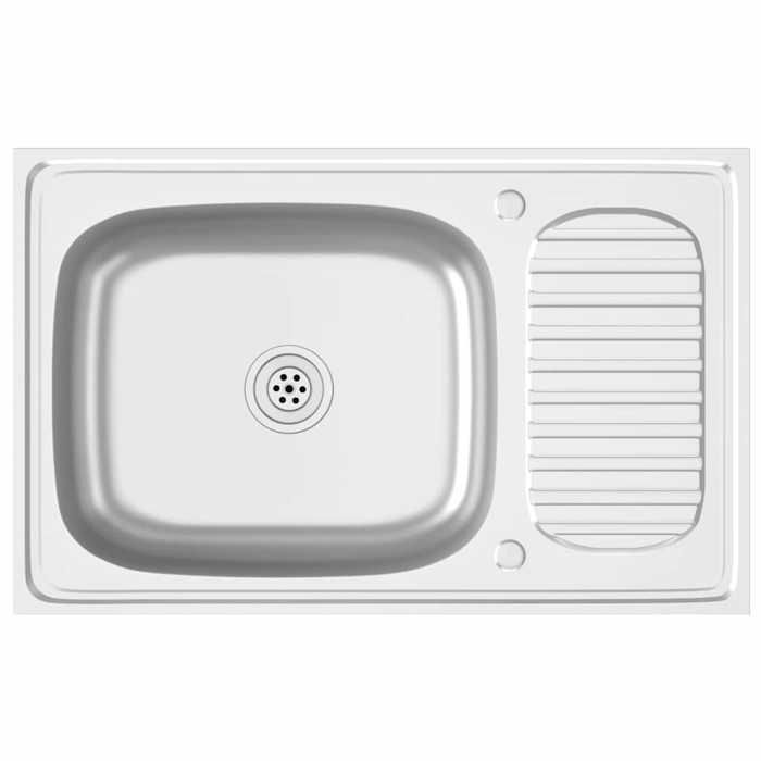 vidaXL Jeu d'Evier de Cuisine et Egouttoir Evier Encastré Lavabo de Cuisine Maison Intérieur Argenté 800x500x155 mm Acier 147232