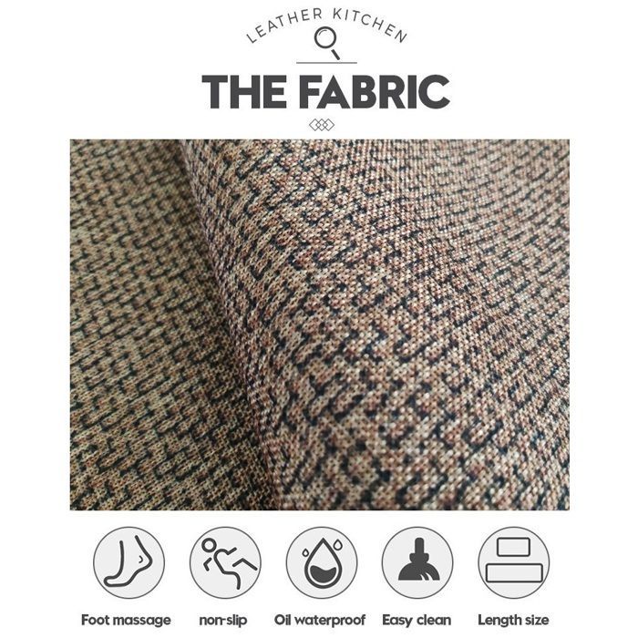 Alfombrilla de cocina antideslizante y lavable de goma para colocar delante del fregadero, de lino, color marrón, 2 piezas, 120x44cm + 75x44cm