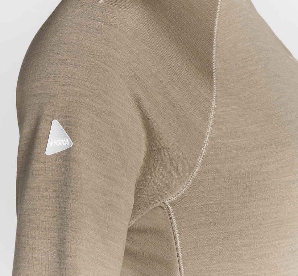 HOKA Middelzwaar merinowollen shirt met lange mouwen Dune