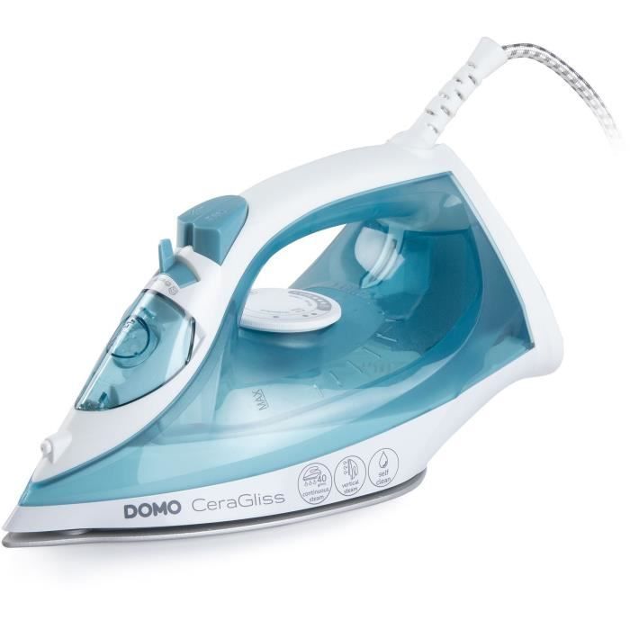 Plancha de vapor - DOMO - DO7060S CeraGliss - 2400 W - 40 g/min - 320 ml - Azul/Blanco