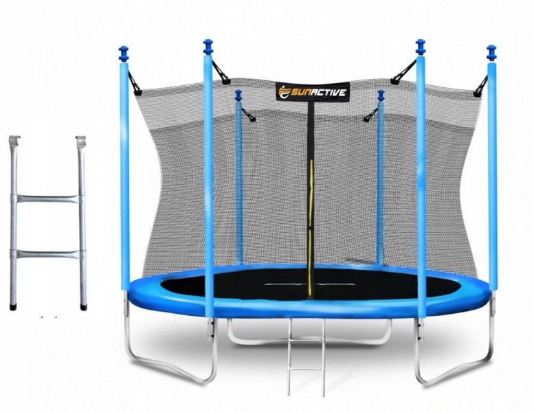 Trampolina Ogrodowa Dla Dzieci 8FT SunWood 252cm z Drabinką Siatka Wewnątrz
