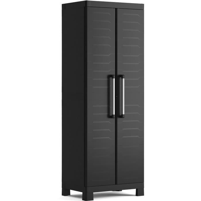 Keter Detroit Hoher Aufbewahrungsschrank, Schwarz, Aufbewahrungsschrank-Organizer 440917
