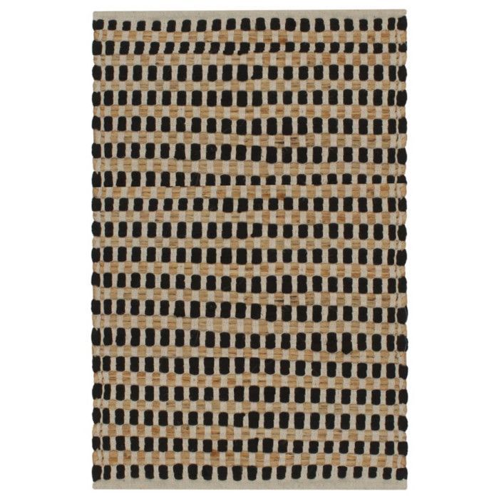 Alfombra de baño de yute natural y negro - VidaXL
