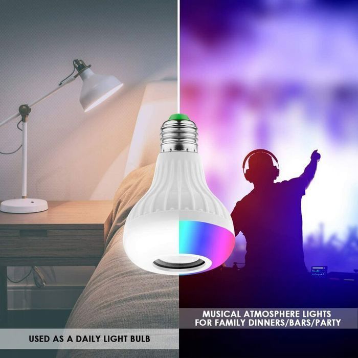 Set of 2 E27 Smart LED Bulbs, Bluetooth Smart Bulb, Connected Bulb, Syncs with Music Rhythm