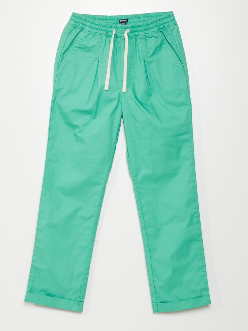 Calça reta de cor sólida - VERDE