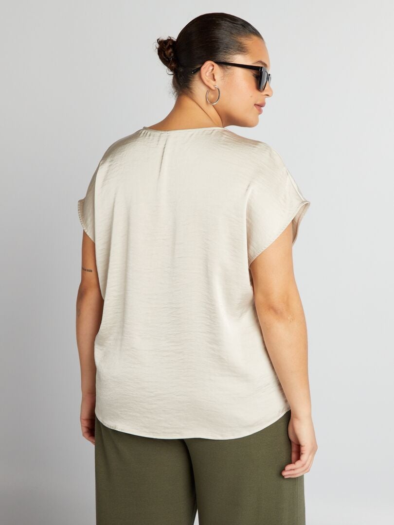 Vero Moda Curve Satijnen Blouse - Beige