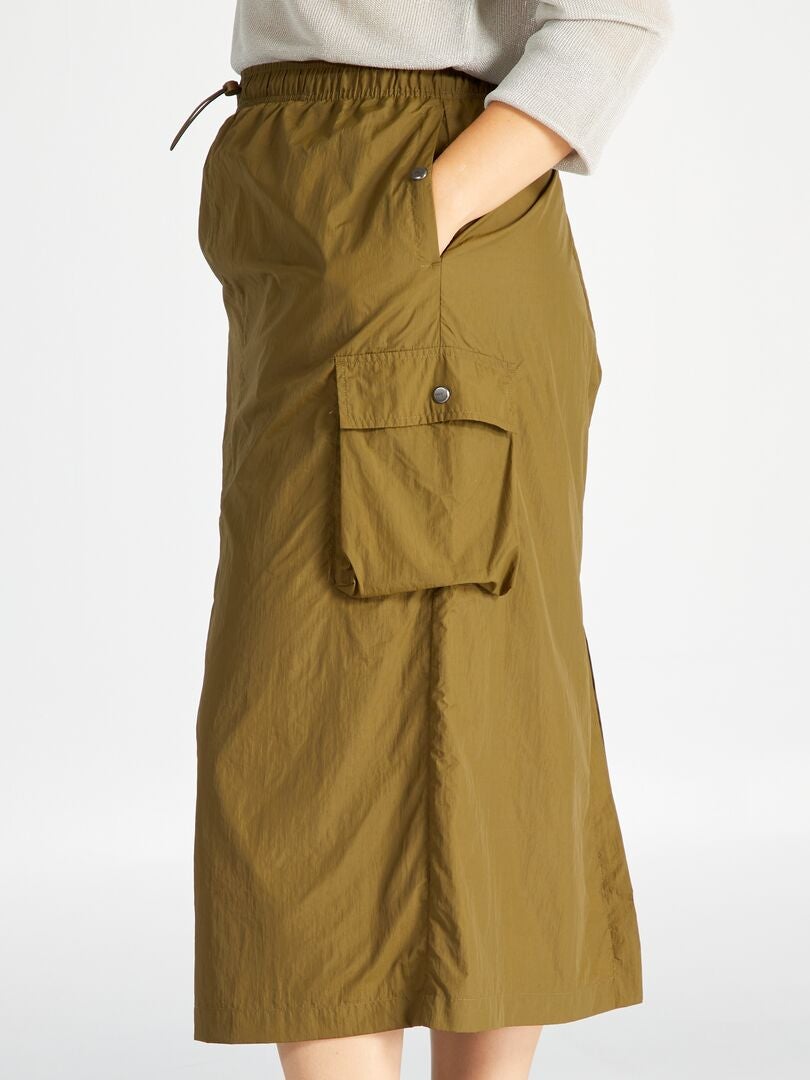 'Only Carmakoma' lange parachute canvas rok - kaki groen