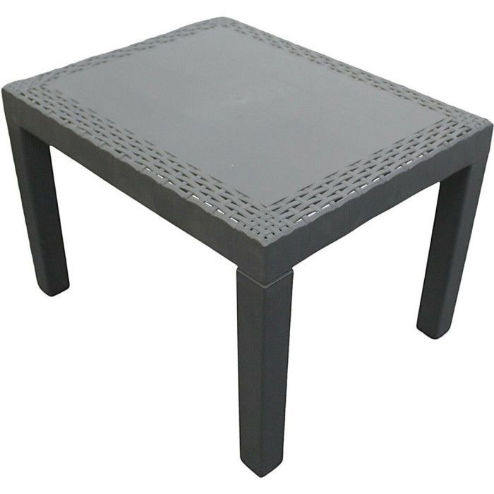 Tavolino da caffè - JACK - effetto rattan antracite - Grigio - Altezza 40 cm