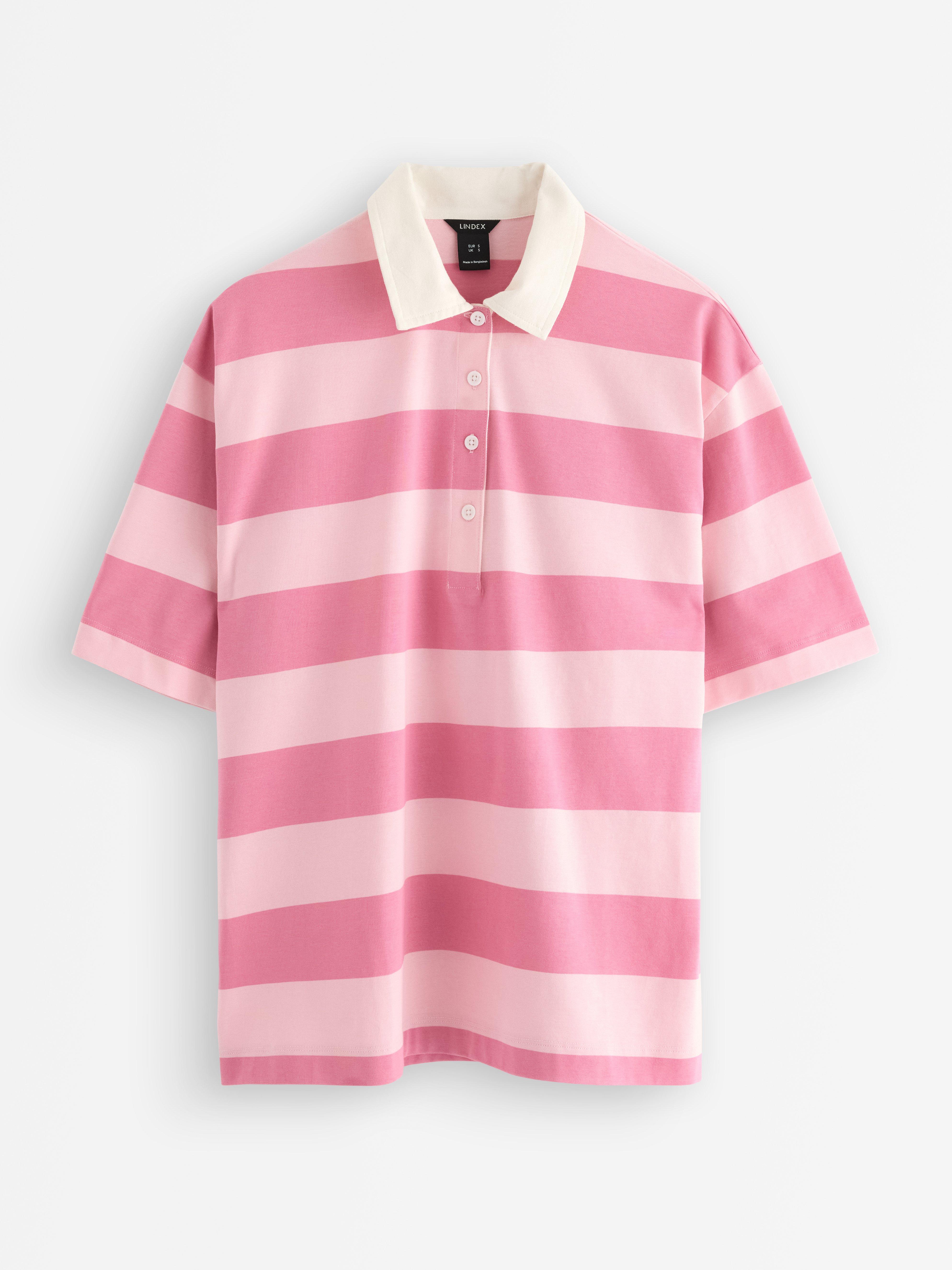 Camiseta de rugby de manga corta, color rosa claro.