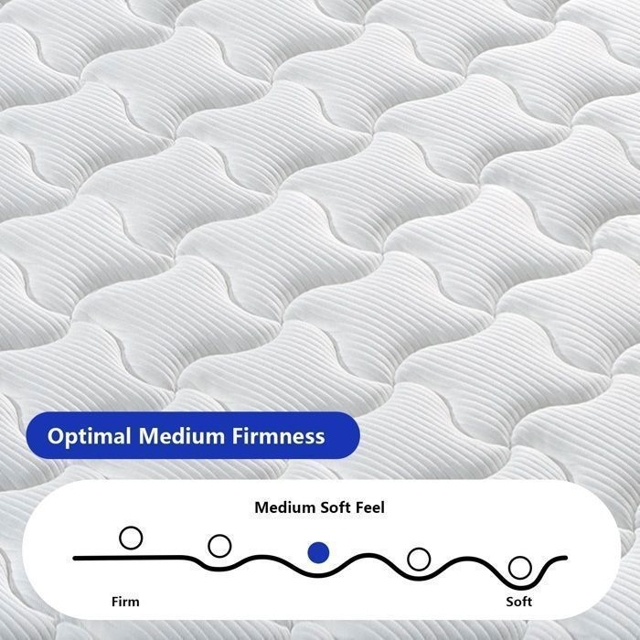 Colchón de espuma viscoelástica de 140x200 cm, 26 cm de grosor, firmeza media, híbrido de espuma y muelles ensacados, aislamiento de movimiento.