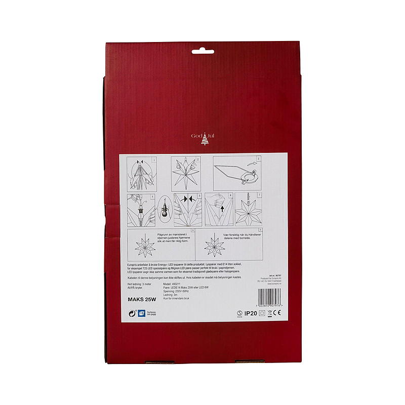 Lys IT-julestjerne 70 cm, snøfnugg
