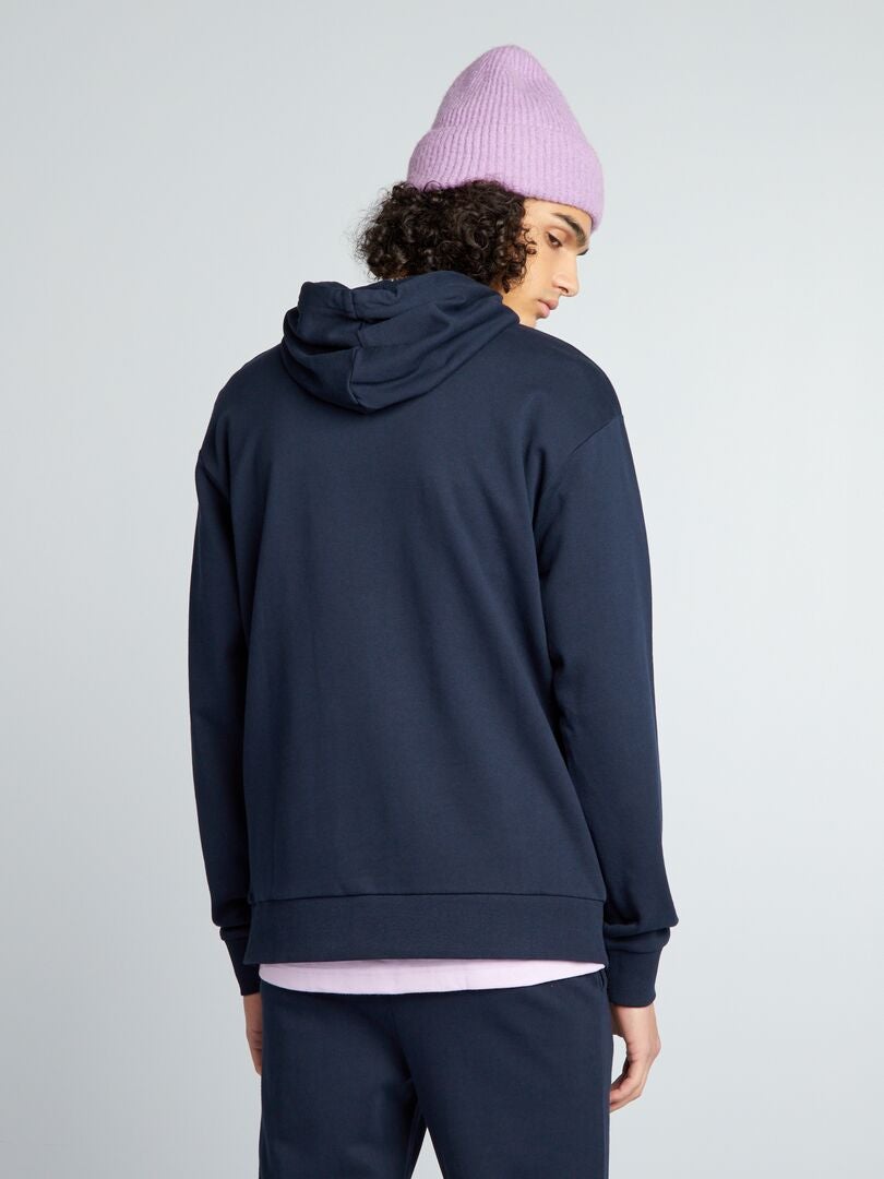 Hoodie met geborduurde details - BLAUW