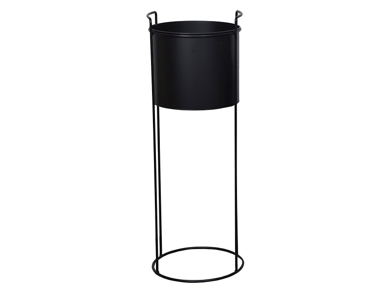 Doniczka metalowa na stelażu z uchwytami 80 cm czarna