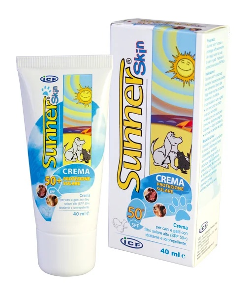 Protetor solar Sunnerskin 40 ml para cães e gatos.