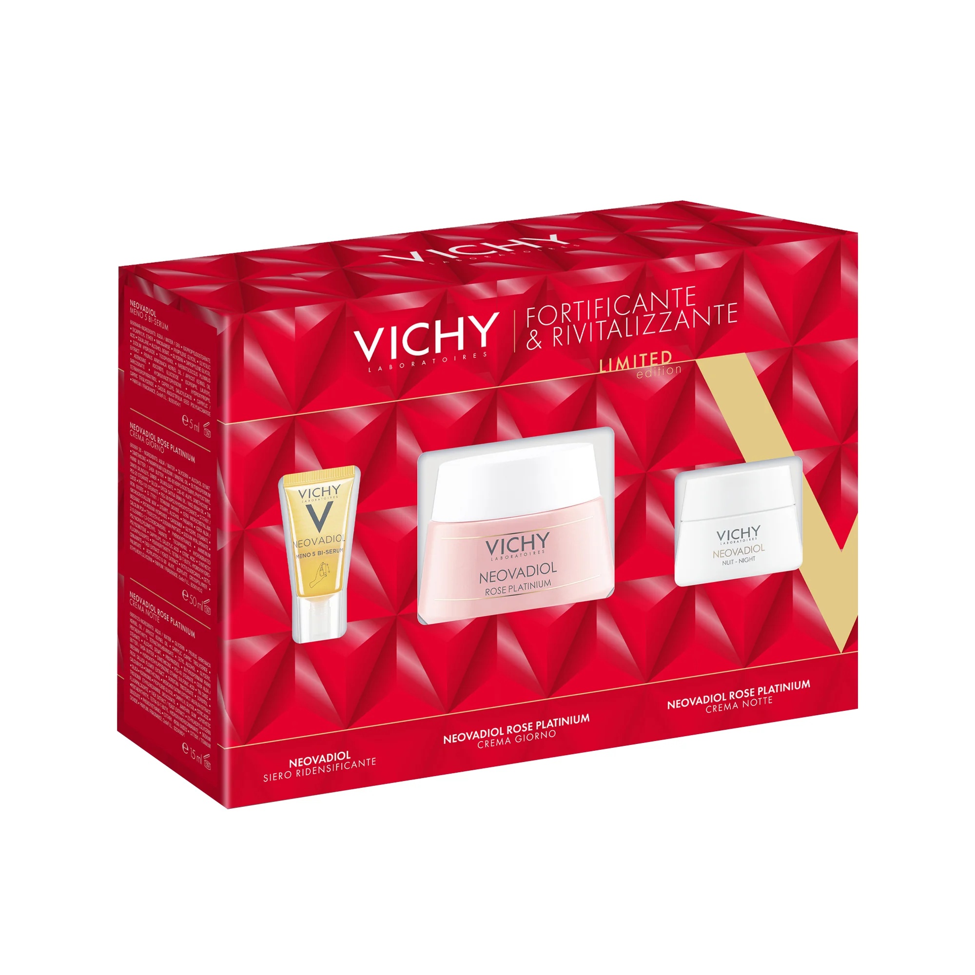 VICHY Vichy Neovadiol Kit Revitalizante e Fortalecedor: Creme de Dia com Rosa 50 ml + Creme de Noite com Rosa 15 ml + Sérum 5 ml