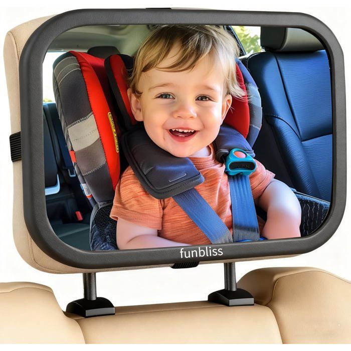 Espejo retrovisor para coche de bebé, espejo retrovisor para coche de bebé con visión clara y amplia, fácil instalación, rotación de 360° para ajuste.
