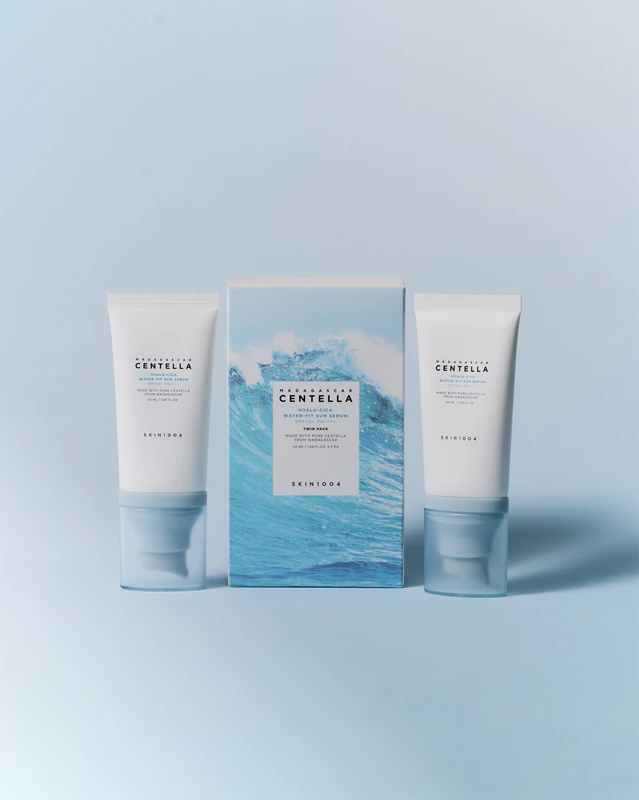 SKIN1004 Madagascar Centella Hyalu-Cica Water-Fit Sun Serum Twin Pack - Sérum protetor solar com efeito hidratante (pacote duplo)