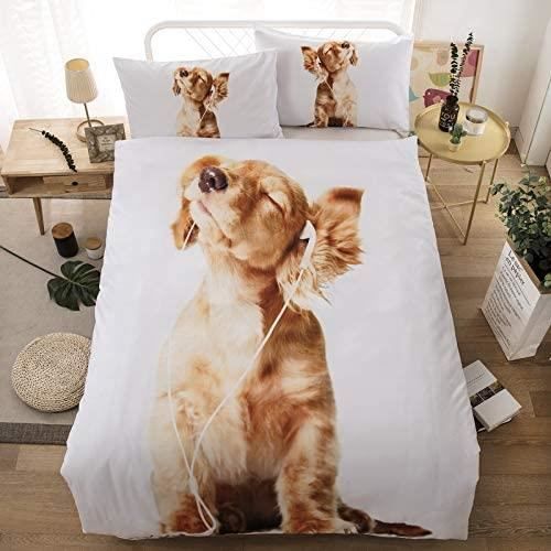 Funda nórdica infantil - Marca - Diseño de perro en 3D - Microfibra suave y transpirable - Multicolor