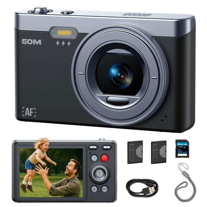 Compact Digital Camera with 1080P Video Camera, 50MP - 2.8