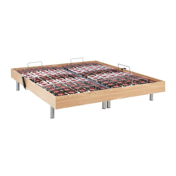Base de cama eléctrica de relajación con elementos decorativos, 2 x 48 listones - 2 x 70 x 190 cm - Roble natural - NAFURI by YSMÉE