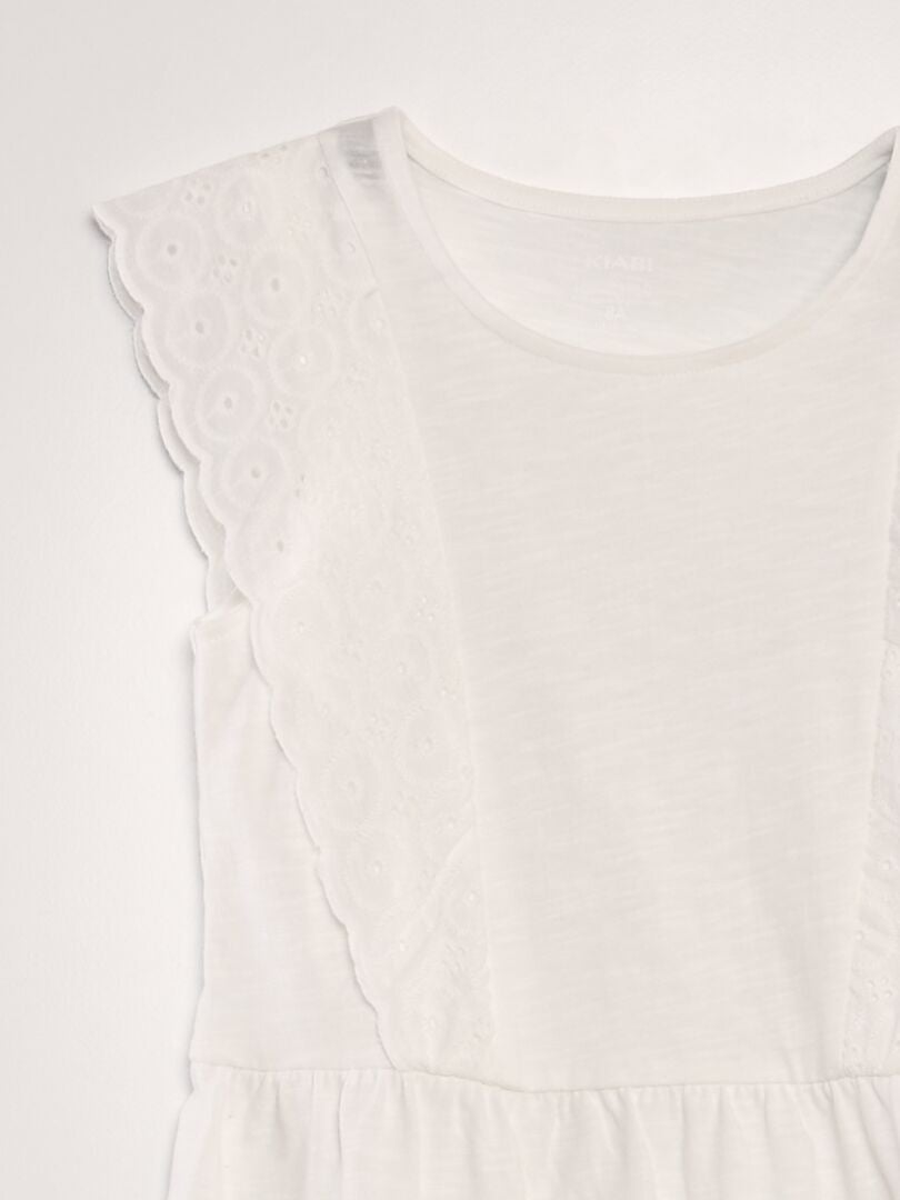 Vestido con bordado de punto inglés - BLANCO