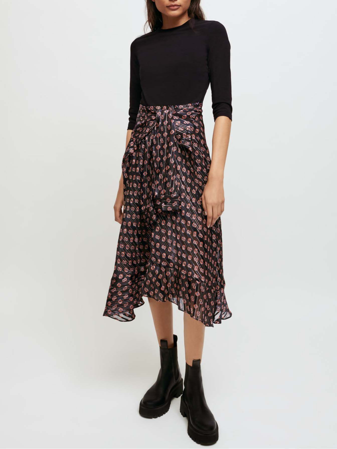 Trompe l'oeil jurk met Maje-Monogramme print M Noir petit