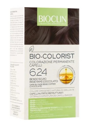 Βαφή μαλλιών BIOCLIN Bioclin Bio-Colorist φυσική, σκούρο ξανθό, μπεζ χαλκού, 6.24