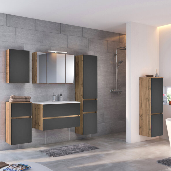 Lincoln base cabinet, 40 cm, matt grey/wotan oak