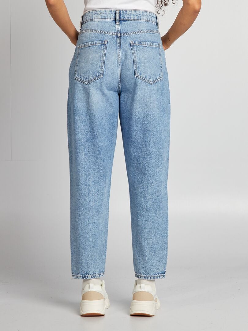 Calça jeans folgada de cintura alta - AZUL