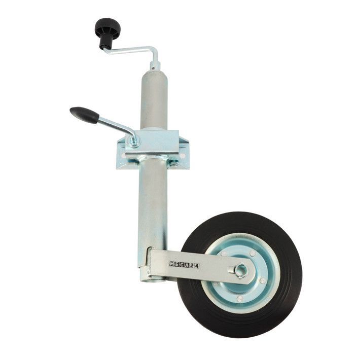 Rueda de apoyo - Tubo de acero de 48 mm - Llanta metálica - Soporte de montaje de acero de 48 mm de diámetro - Compatible con todo tipo de remolques