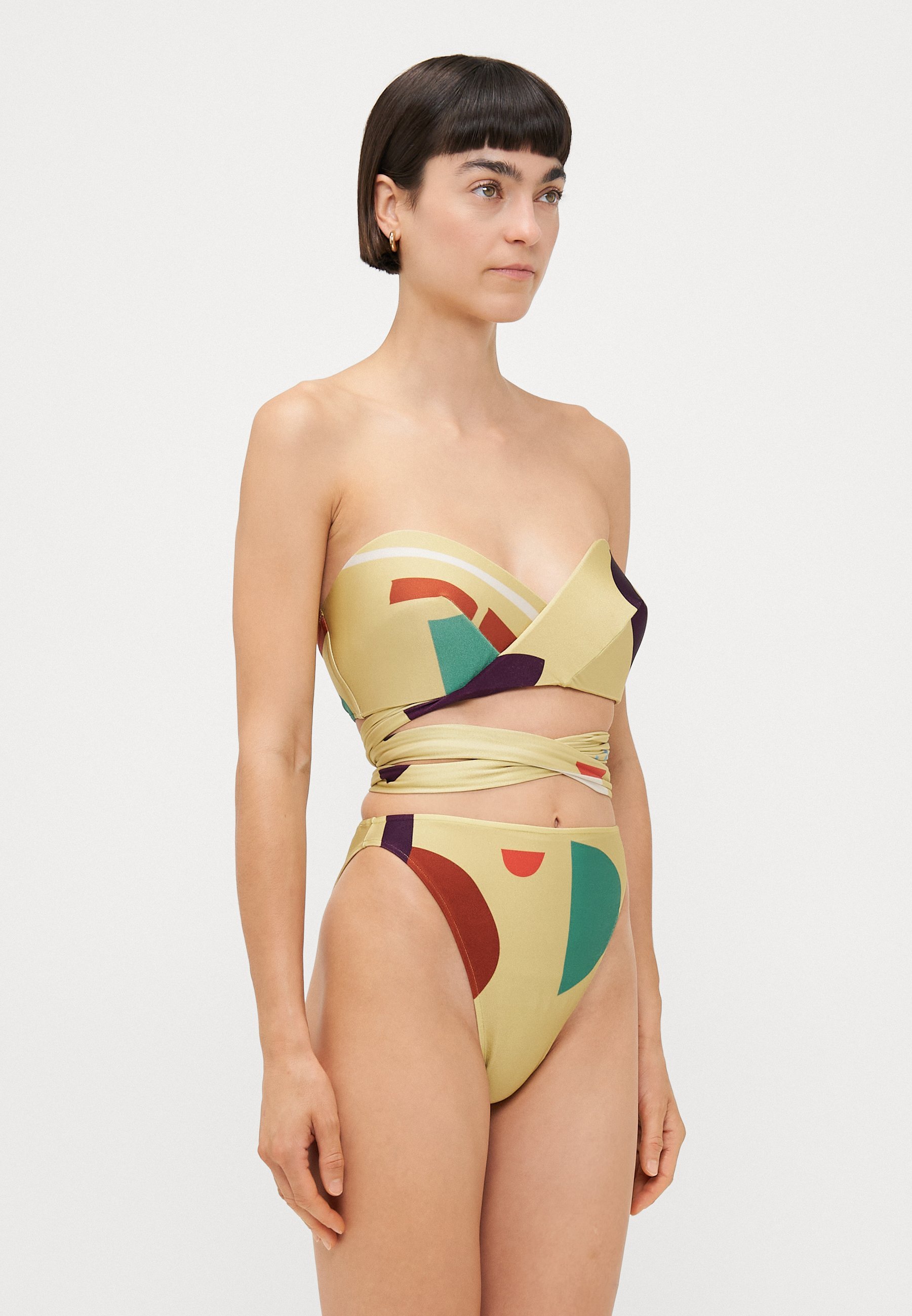Bikini ADRIANA DEGREAS MODERNISM WRAP-ROUND HIGH LEG - color agrumi