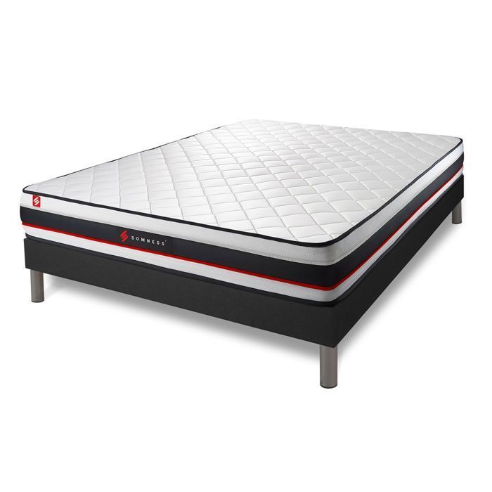Colchón y base de cama - SOMNESS - FORM - Extra firme - 140 x 190 cm - Negro