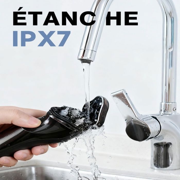 Men's electric shaver with LCD screen, IPX7 waterproof rating, 4D floating head, suitable for sensitive skin (black).