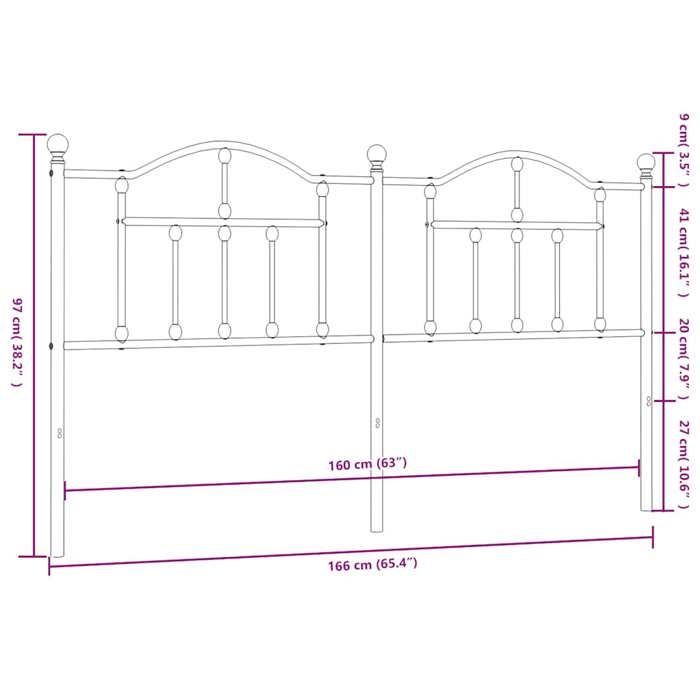 Cabecero de repuesto vidaXL, metal negro, 160 cm, cabecero para cama doble, cabecero negro, cabecero de metal 353474
