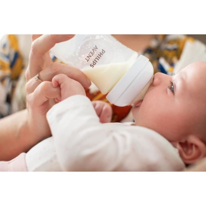 Set van 2 babyflessen - PHILIPS AVENT - Natural 3.0 - Anti-koliek - 260 ml - AirFree - Speen in borstvorm - Wit