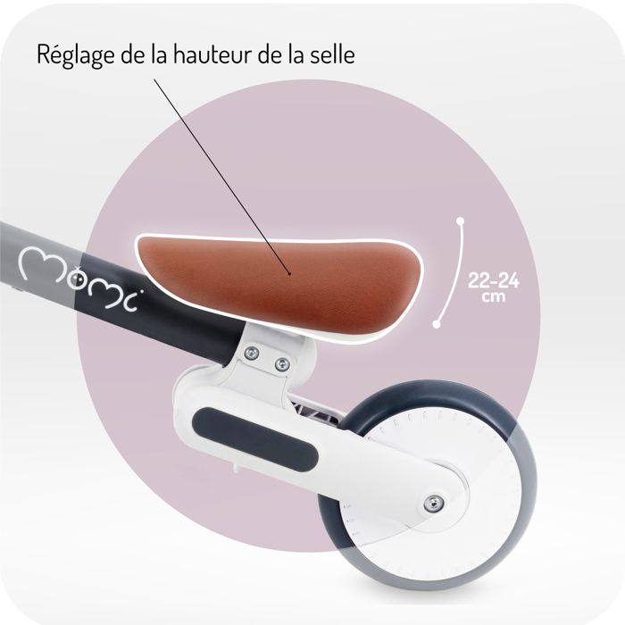 MOMI DEX loopfiets/driewieler zonder pedalen - Lichtgewicht - Opvouwbaar - 2 zithoogtes