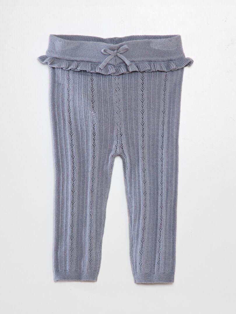 Opengebreide legging en sokken - blauw