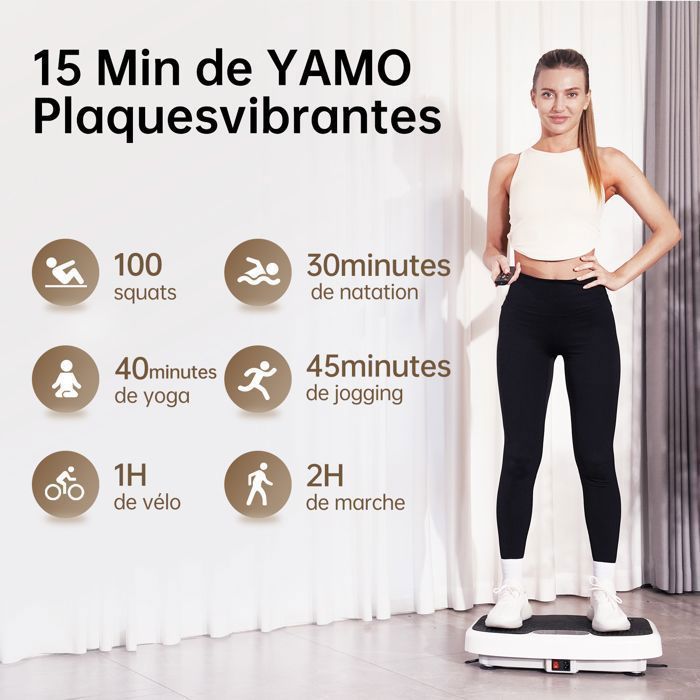 Plateforme vibrante - JOROTO - JV35B - 5 programmes - 99 niveaux d'intensité - Télécommande et bandes de résistance