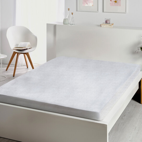 Supersoft terry stretch fitted sheet, 180-200 x 200 cm, white