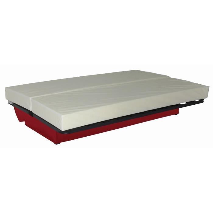 3-seater click-clack sofa bed - Red fabric - W 190 x D 92 cm - DREAM - Contemporary style