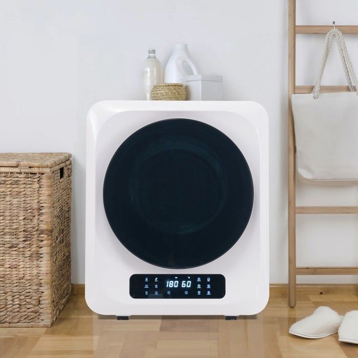 Sèche-linge gaz 3-4kg inox 850W 6 programmes - Filtration multi-étapes - Fixation murale,Blanc 48x40x58cm