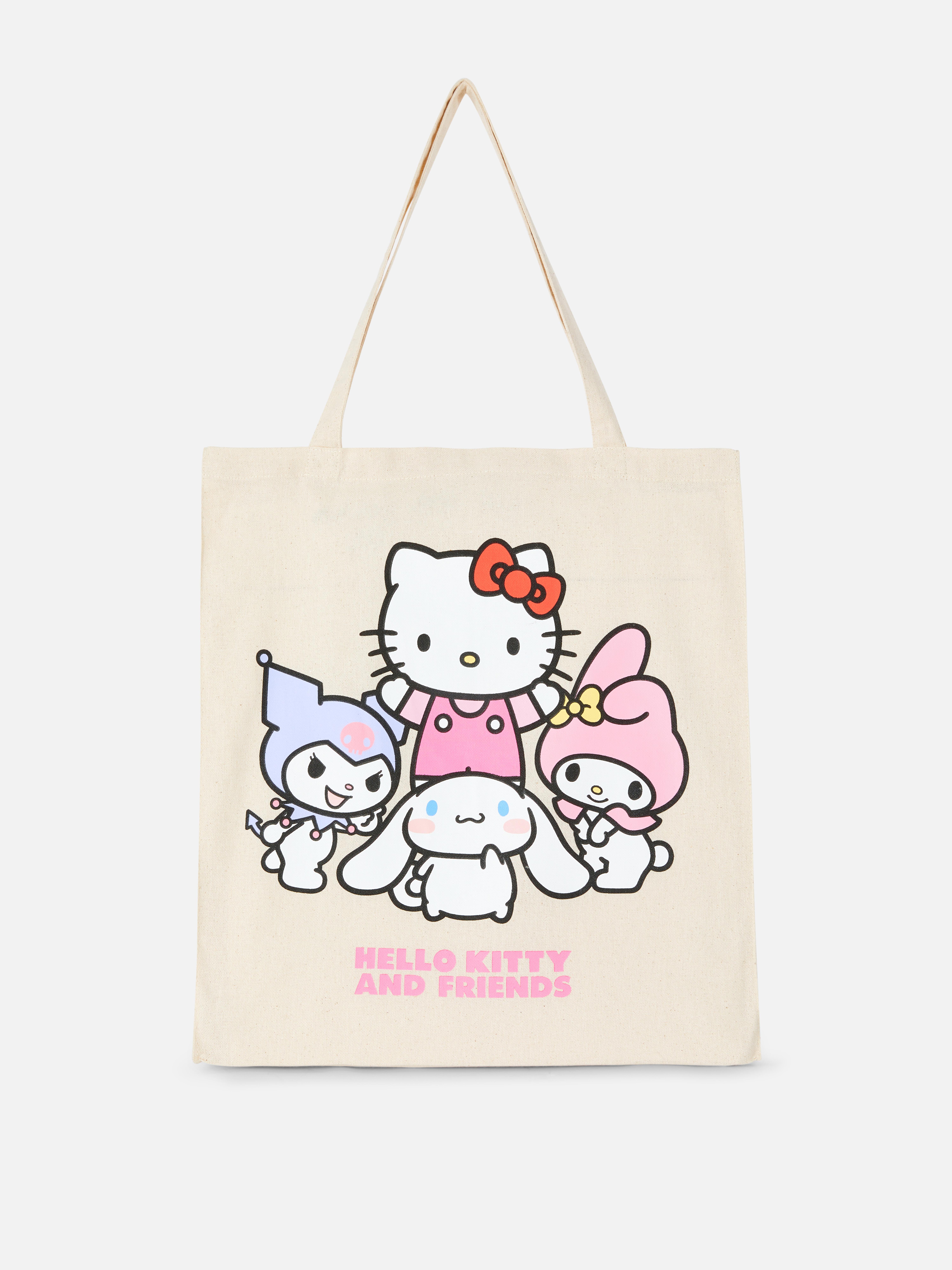 Geantă tote Hello Kitty și prietenii O geantă din pânză cu Hello Kitty, Melodia mea, Kuromi și Cinnamoroll