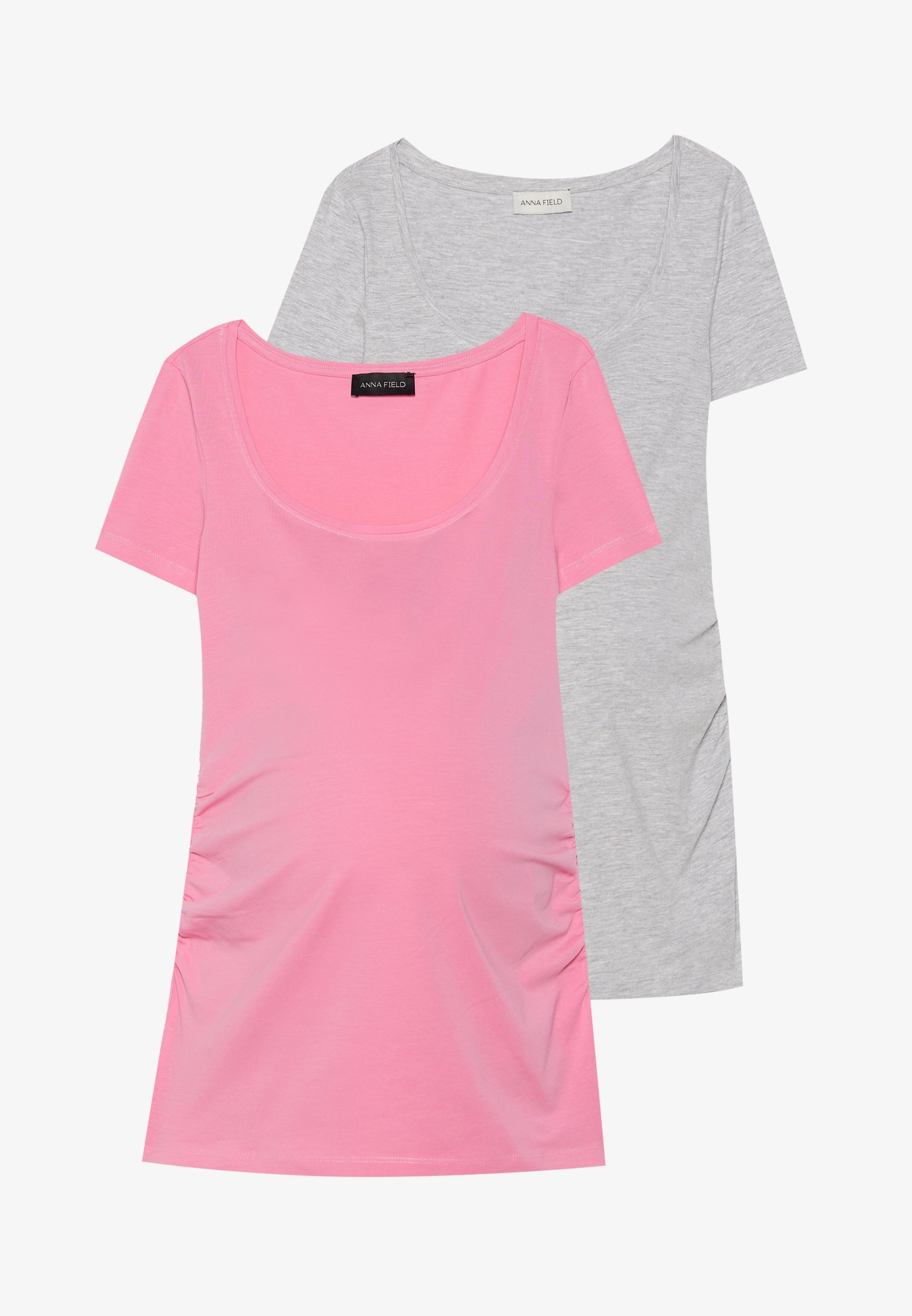 Anna Field MAMA 2 PACK - Basic póló - világos szürke melanzs/rózsaszín