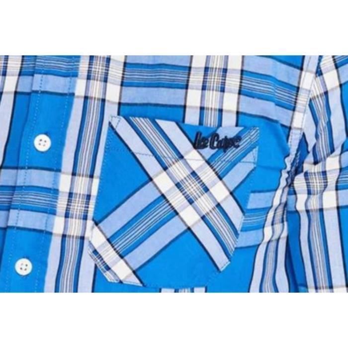 Camisa de hombre Lee Cooper 100% algodón, azul claro y blanco.