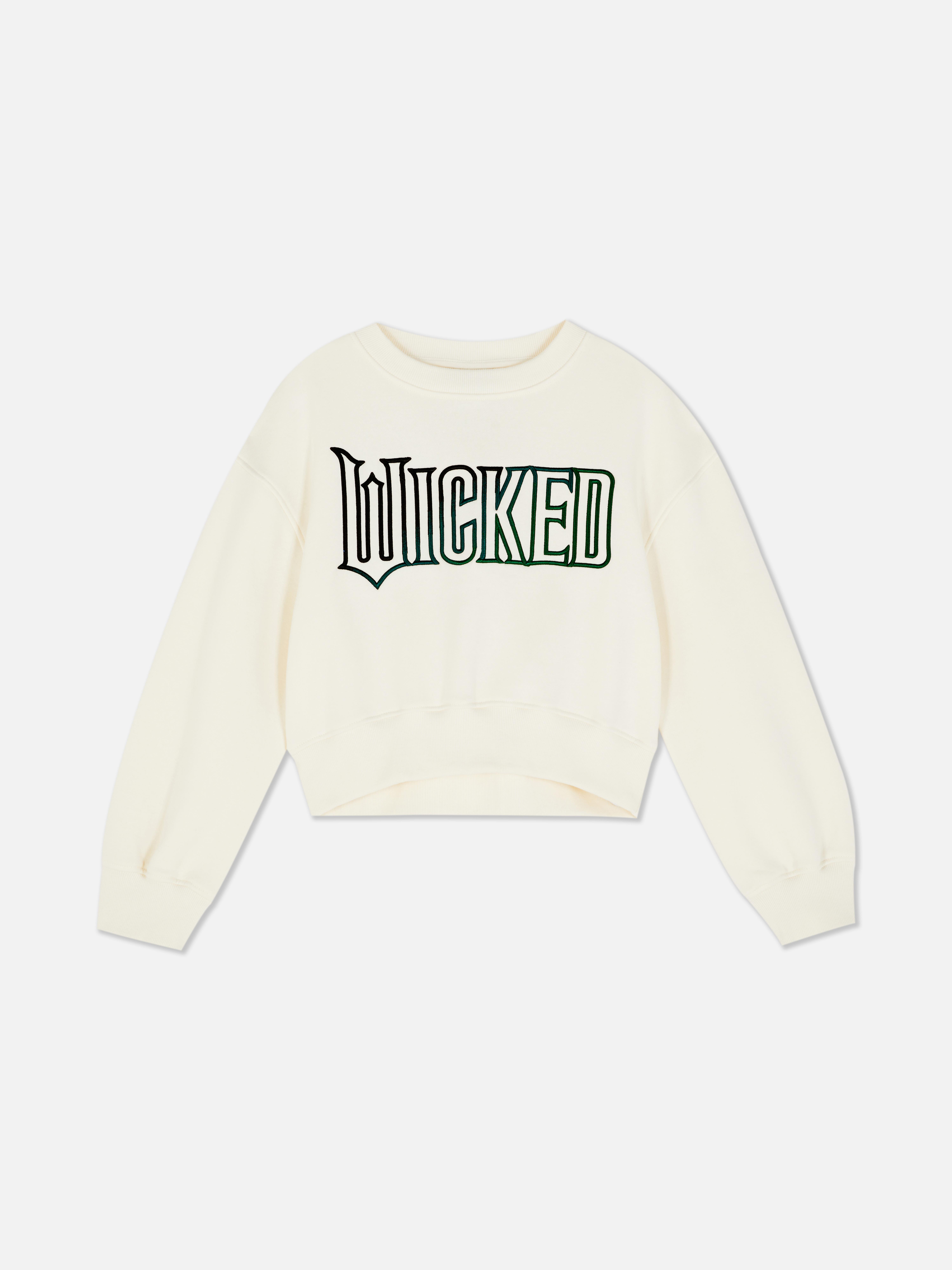 Hanorac Wicked x Primark Defy Gravity Un hanorac scurt cu guler rotund și text Defy Gravity